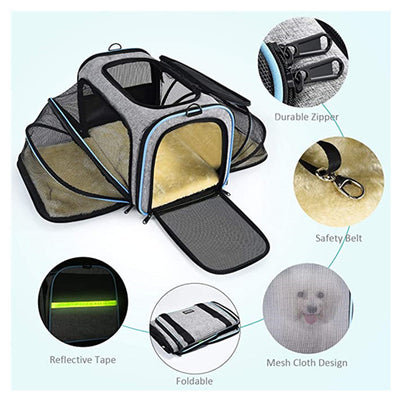 Professional Carrier For Cat Pet Airline Approved Expandable Foldable Soft Dog Carrier Opened Doors Reflective Tapes Cat Travel Bag kits