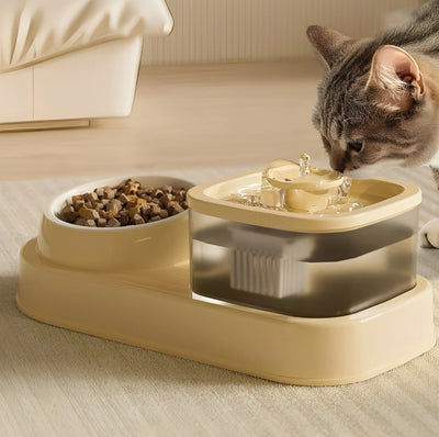 Professional Cat Water Dispenser And Feeding Bowl 2-in-1, Dry And Wet Separation Automatic Water Dispenser Sturdy Cat Feeding Bowl Cat And Dog Feeding Supplies Easy To Clean Flow Design kits
