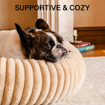 Professional MEWOOFUN Donut Dog Bed For Medium Dogs - Calming Pet Bed With Non-Slip Bottom, Washable For Pets Up To 45 Lbs Light Brown kits