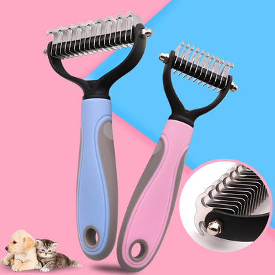Professional Stainless Double-sided Pet Brush Hair Removal Comb Grooming Dematting Dog Grooming Shedding Tools kits