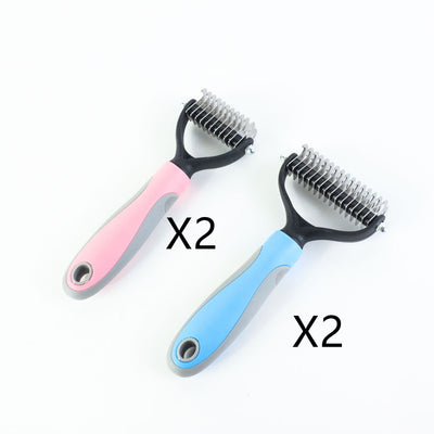 Professional Stainless Double-sided Pet Brush Hair Removal Comb Grooming Dematting Dog Grooming Shedding Tools kits