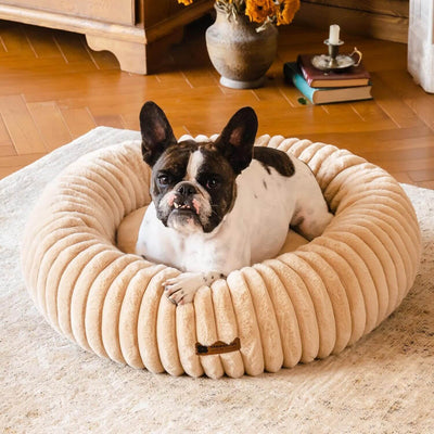 Professional MEWOOFUN Donut Dog Bed For Medium Dogs - Calming Pet Bed With Non-Slip Bottom, Washable For Pets Up To 45 Lbs Light Brown kits