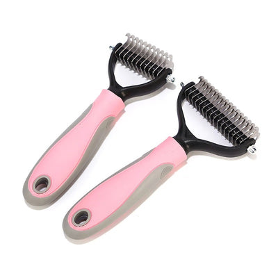 Professional Stainless Double-sided Pet Brush Hair Removal Comb Grooming Dematting Dog Grooming Shedding Tools kits