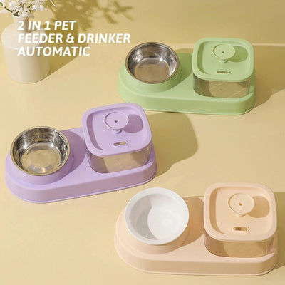 Professional Cat Water Dispenser And Feeding Bowl 2-in-1, Dry And Wet Separation Automatic Water Dispenser Sturdy Cat Feeding Bowl Cat And Dog Feeding Supplies Easy To Clean Flow Design kits