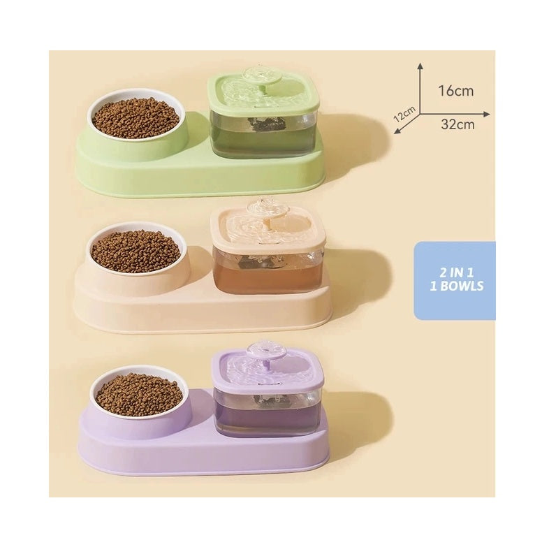 Professional Cat Water Dispenser And Feeding Bowl 2-in-1, Dry And Wet Separation Automatic Water Dispenser Sturdy Cat Feeding Bowl Cat And Dog Feeding Supplies Easy To Clean Flow Design kits