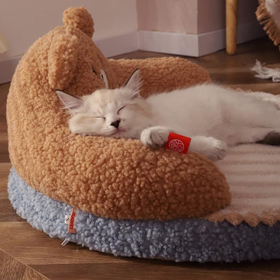 Professional Cat Bed Furniture Washable Cozy Cat Warm Pad For Cats Dogs Pets Cat Bed High Backrest All Seasons Hug Design kits