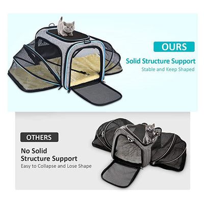 Professional Carrier For Cat Pet Airline Approved Expandable Foldable Soft Dog Carrier Opened Doors Reflective Tapes Cat Travel Bag kits