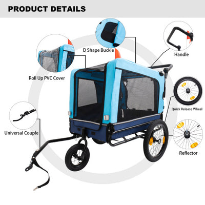 Professional Outdoor Heavy Duty Foldable Utility Pet Stroller Dog Carriers Bicycle Trailer kits